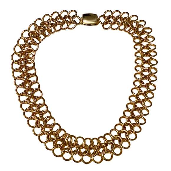 Vintage Jewelry Vintage Heavy Gold Interwoven Gold Chain Collar
